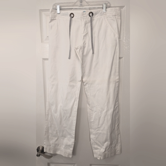 Roxy Women's white high rise wide straight leg cotton pants throuser size 7 - Picture 1 of 9